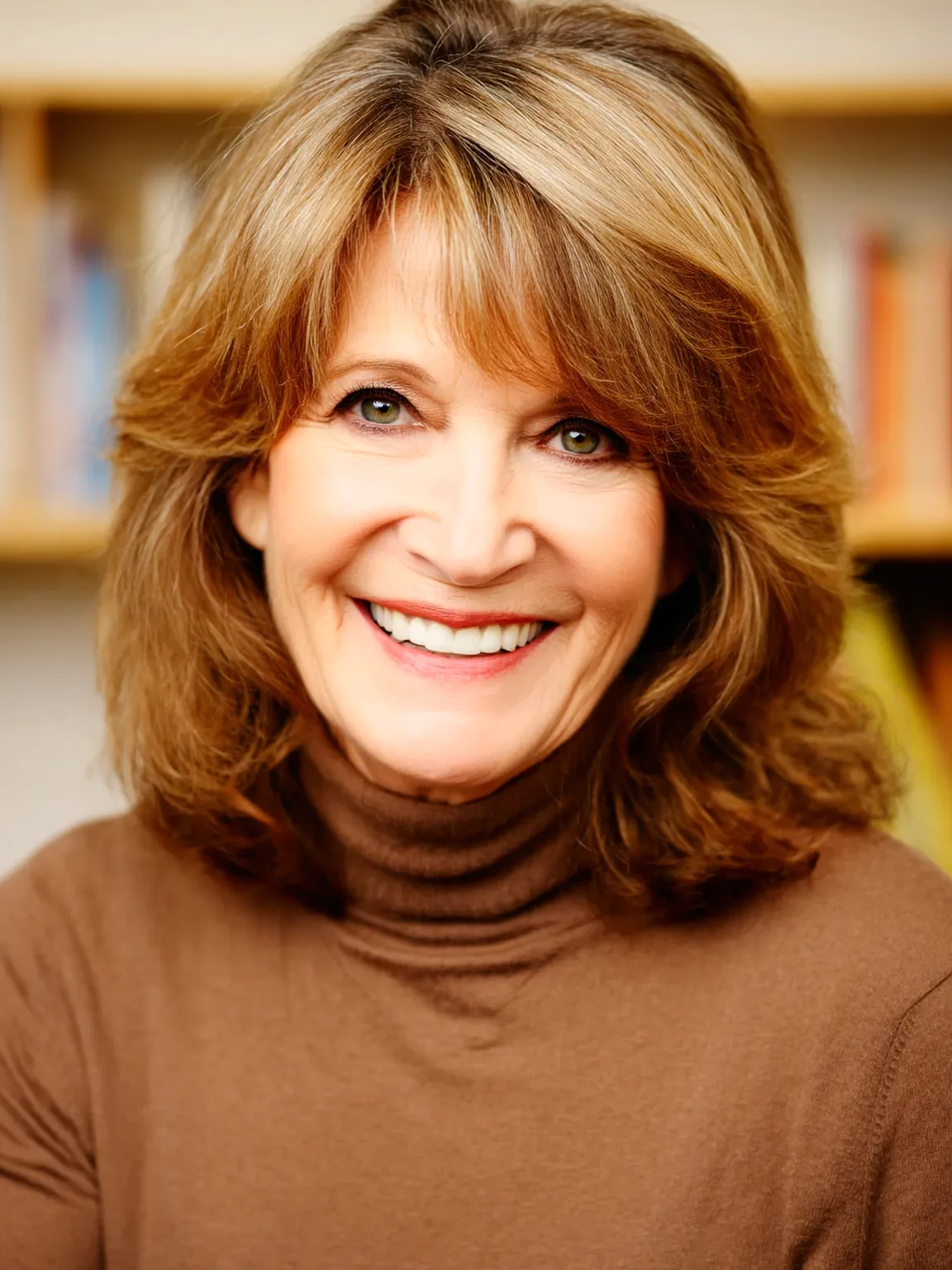 Shoulder-Length Layered Cut with Warm Caramel Highlights